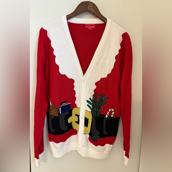 Target Sweaters - Target Ugly Festive Red and White Button Down Cardigan